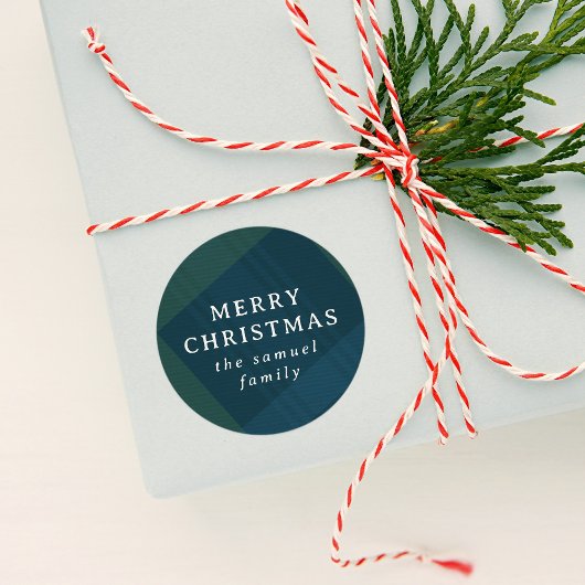 Vrolijk Kerstmis klassieke vakantie plaid geperson Ronde Sticker