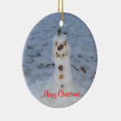 Vrolijk Kerstmis Kleine Sneeuwman Jaar Keramisch Ornament (Rechts)
