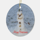 Vrolijk Kerstmis Kleine Sneeuwman Jaar Keramisch Ornament (Links)