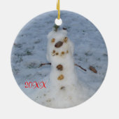Vrolijk Kerstmis Kleine Sneeuwman Jaar Keramisch Ornament (Achterkant)