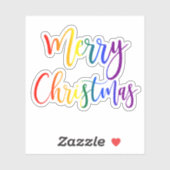 Vrolijk Kerstmis Kleurrijke Heldere Regenboog Scri Sticker (Vel)