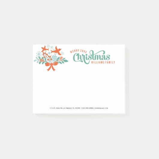 Vrolijk Kerstmis Kleurrijke Krans Vogels 2 Post-it® Notes (Voorkant)