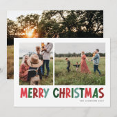 Vrolijk Kerstmis Kleurrijke levendige multi-foto Feestdagenkaart (Voorkant / Achterkant)