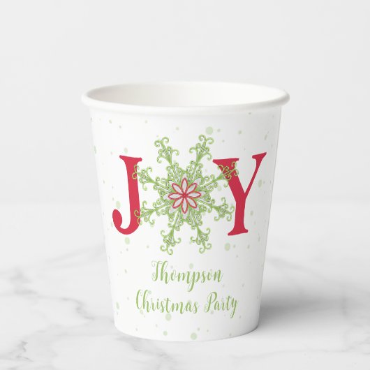 Vrolijk Kerstmis Kleurrijke Sneeuwvlok Typografie  Papieren Bekers (Achterkant)