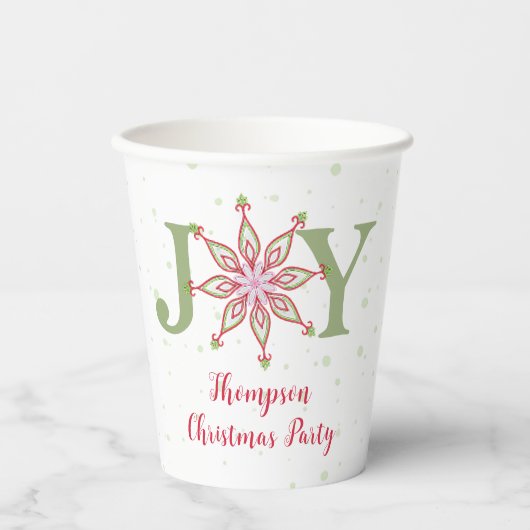 Vrolijk Kerstmis Kleurrijke Sneeuwvlok Typografie  Papieren Bekers (Voorkant)