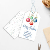 Vrolijk Kerstmis Kleurrijke Waterverf Ornamenten Cadeaulabel