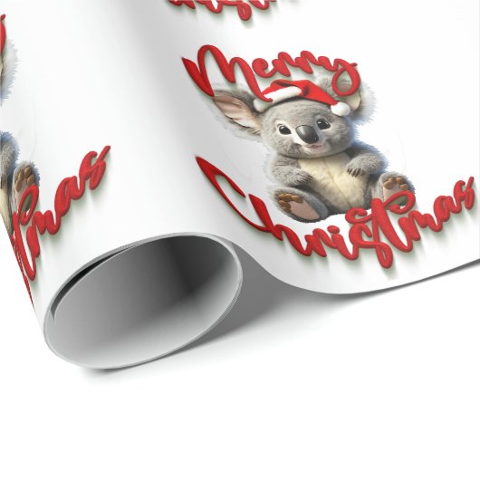 Vrolijk Kerstmis Koala met Kerstmis Kerstman Hoed Cadeaupapier (Rol Hoek)