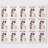 Vrolijk Kerstmis Koffie Sneeuwman Wrapping Papier (Vlak)