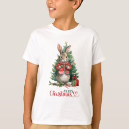 Vrolijk Kerstmis Konijn Boom Decoreren T-shirt