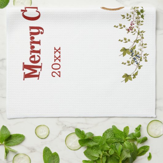 Vrolijk Kerstmis Konijn Teasing Bunny met Jaar Theedoek (Gevouwen)