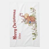 Vrolijk Kerstmis Konijn Teasing Bunny met Jaar Theedoek (Verticaal)