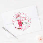 Vrolijk Kerstmis kous gepersonaliseerd Ronde Sticker (Envelop)
