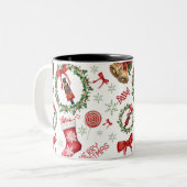 Vrolijk Kerstmis Kousen Snoep Bow Mok (Voorkant links)