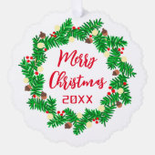 Vrolijk Kerstmis krans aangepaste foto Ornament Kaart (Voorkant)