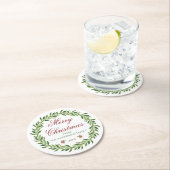 Vrolijk Kerstmis krans familie Ronde Kartonnen Onderzetter (Insitu)