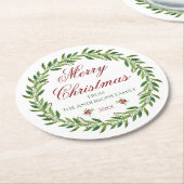 Vrolijk Kerstmis krans familie Ronde Kartonnen Onderzetter (Gebogen)