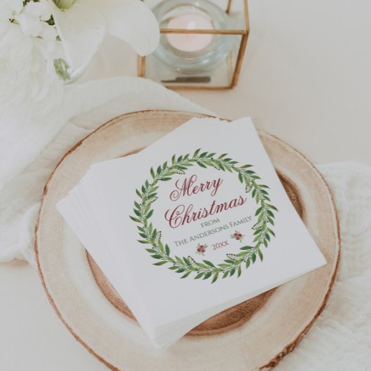 Vrolijk Kerstmis krans familie Servet