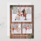 Vrolijk Kerstmis Krans Hout Fotokaart Kaart (Voorkant)