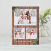 Vrolijk Kerstmis Krans Hout Fotokaart Kaart (Staand voorkant)