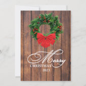 Vrolijk Kerstmis Krans Hout Fotokaart Kaart (Achterkant)