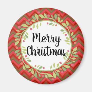 Vrolijk Kerstmis Krans Retro Red Magneet