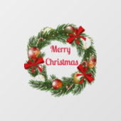 Vrolijk Kerstmis Krans Sticker voor Venster (Vel)