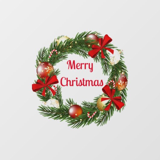 Vrolijk Kerstmis Krans Sticker voor Venster (Vel)