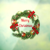 Vrolijk Kerstmis Krans Sticker voor Venster (Vel 3)