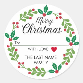 Vrolijk Kerstmis Krans Stickers met Hart Aan Van