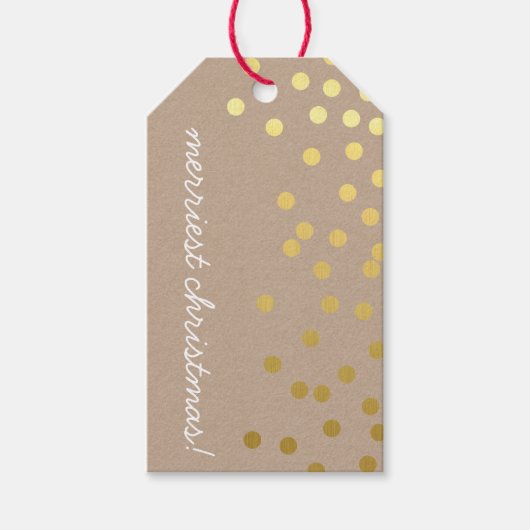 VROLIJK KERSTMIS LABEL gouden folie confetti vlekk Cadeaulabel (Voorkant)