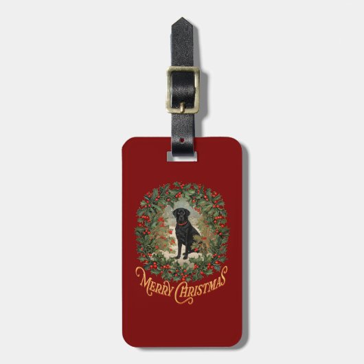Vrolijk Kerstmis Labrador Retriever Bagagelabel (Voorkant verticaal)
