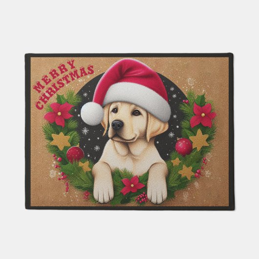 Vrolijk Kerstmis Labrador Retriever Dog Xmas Deurmat (Voorkant)