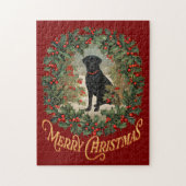 Vrolijk Kerstmis Labrador Retriever Legpuzzel (Verticaal)