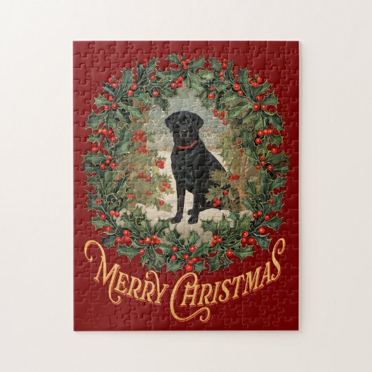Vrolijk Kerstmis Labrador Retriever Legpuzzel (Verticaal)