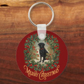 Vrolijk Kerstmis Labrador Retriever Sleutelhanger (Voorkant)