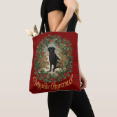 Vrolijk Kerstmis Labrador Retriever Tote Bag (Dichtbij)