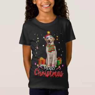 Vrolijk Kerstmis Labrador Santa Hat Tree Lights PJ T-shirt
