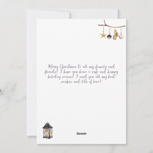 Vrolijk Kerstmis Lady Gnome op Blauw Bos Feestdagenkaart (Achterkant)