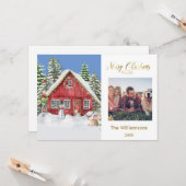 Vrolijk Kerstmis Land Scène Familie Foto Kaart (Voorkant / Achterkant in situ)