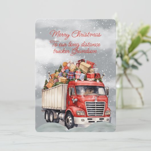 Vrolijk Kerstmis Lange Afstand Trucker Kleinzoon (Staand voorkant)