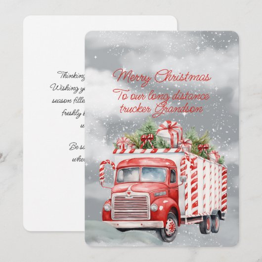 Vrolijk Kerstmis Lange Afstand Trucker Kleinzoon (Voorkant / Achterkant)