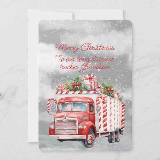 Vrolijk Kerstmis Lange Afstand Trucker Kleinzoon (Voorkant)