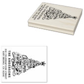 Vrolijk Kerstmis Lettering Naam & Terugkeeradres Rubberstempel (Gestempeld)