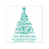 Vrolijk Kerstmis Lettering Naam & Terugkeeradres Zelfinktende Stempel (Design)