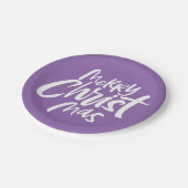 Vrolijk Kerstmis Lettering Religieus Paarse Modern Papieren Bordje (Gekanteld)