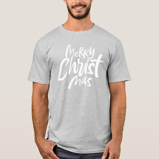 Vrolijk Kerstmis Lettering Religieus T-shirt (Voorkant)