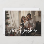 Vrolijk Kerstmis Leuk Familie Foto Chique Rood Feestdagenkaart (Voorkant)