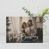 Vrolijk Kerstmis Leuk Familie Foto Chique Rood Feestdagenkaart (Staand voorkant)