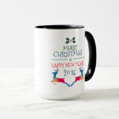 Vrolijk Kerstmis Leuk Hert & Aangepaste Tekst Mok (Voorkant rechts)