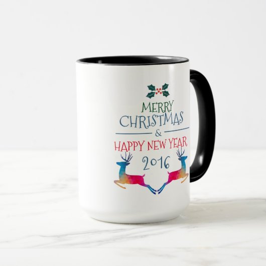 Vrolijk Kerstmis Leuk Hert & Aangepaste Tekst Mok (Voorkant rechts)